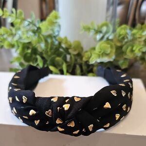 Black and Gold Heart-Embellished Headband Girls